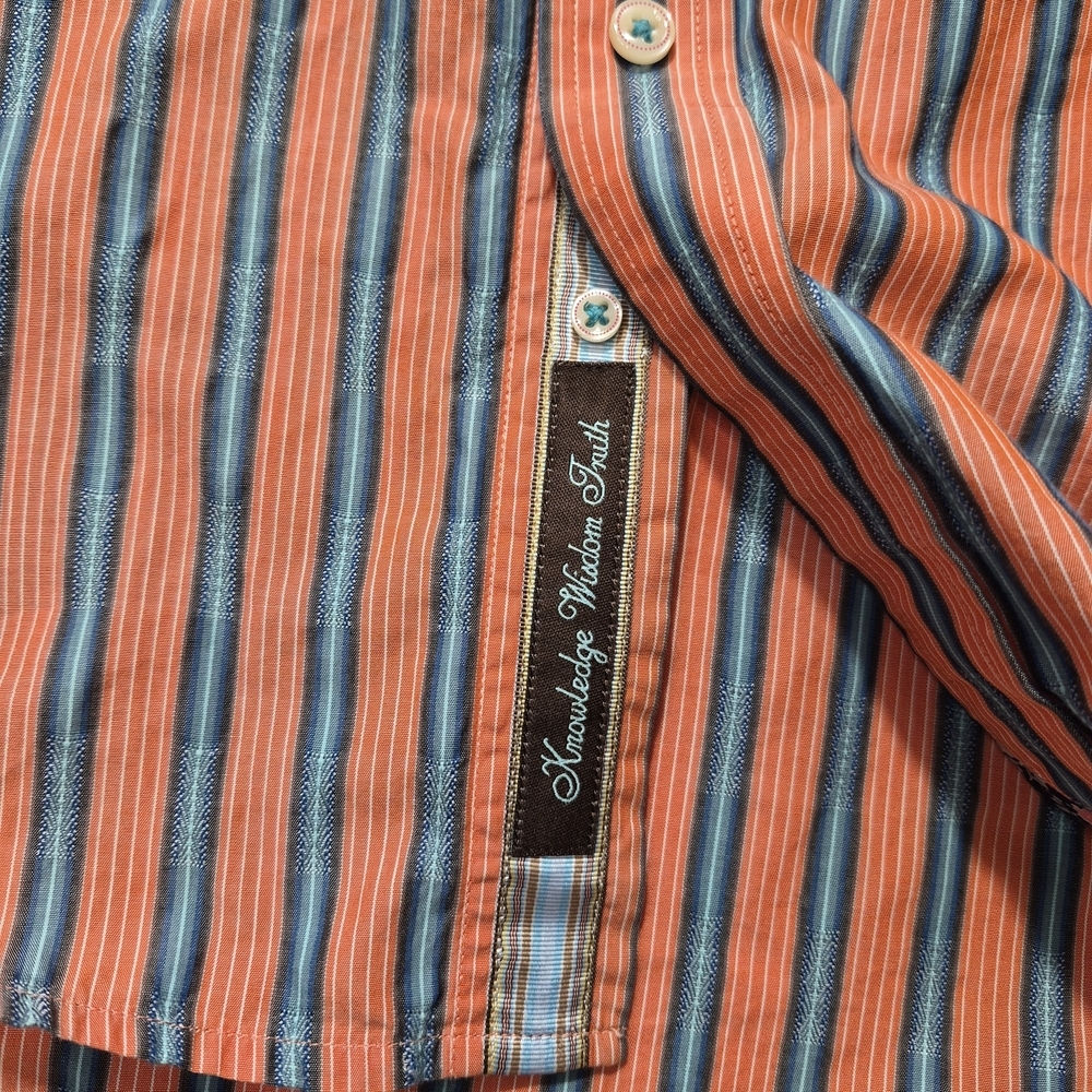 Robert Graham Shirt Orange Blue Floral Contrast Long Sleeve Buttoned Size L - Picture 9 of 10
